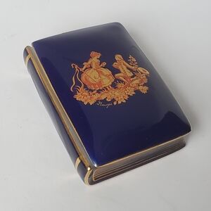 Vintage Limoges Book Trinket Box Porcelain France Courting Couple